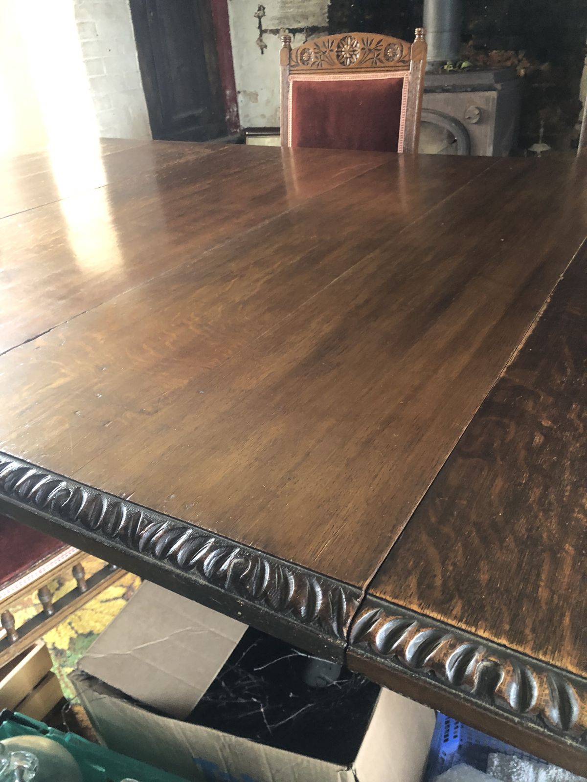 Victorian Carved Oak Extending Table 4’6” To 10” photo buy