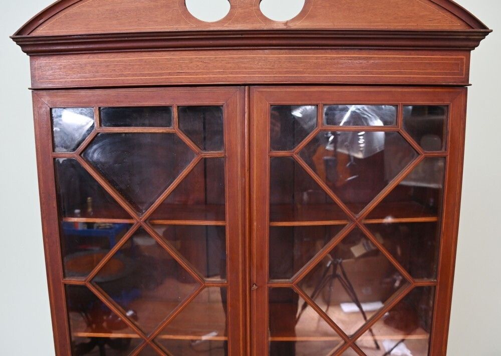 Antique Edwardian Sheraton China Cabinet Bookcase photo vinterior
