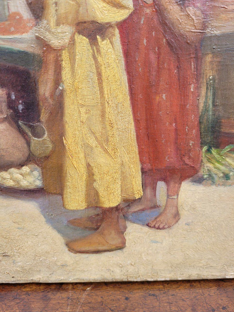 R Weisse, Street Scene, Orientalist Painting, Late 19th Early 20th Century photo vintage