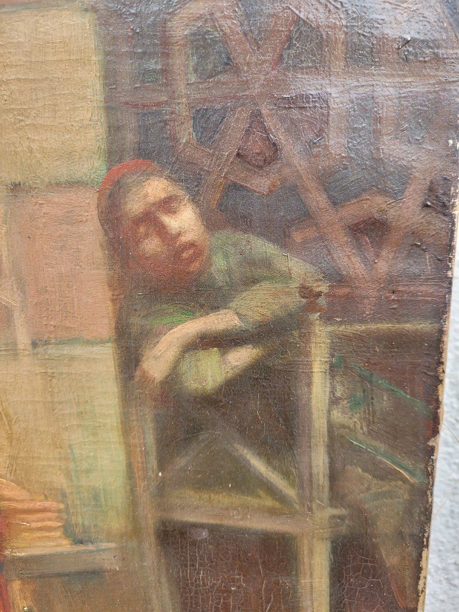 photo furniture R Weisse, Street Scene, Orientalist Painting, Late 19th Early 20th Century