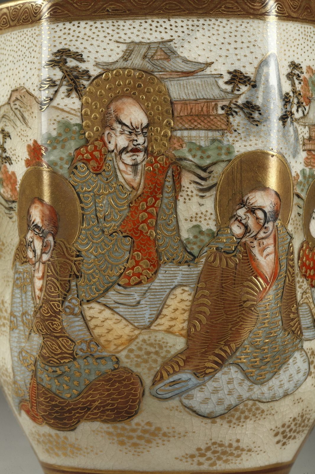 Pair Of Small Porcelain Japanese Satsuma Vases, 20th Century photo vinterior
