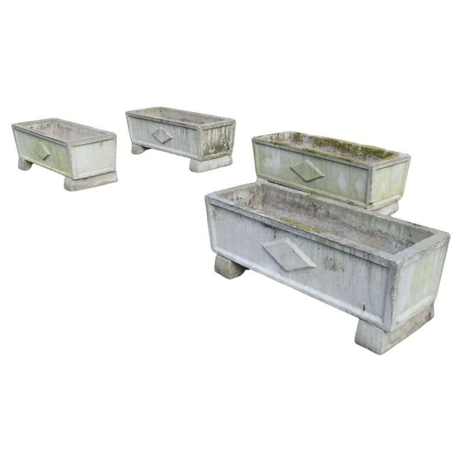 Set Of 4 Large Weathered Garden Planters