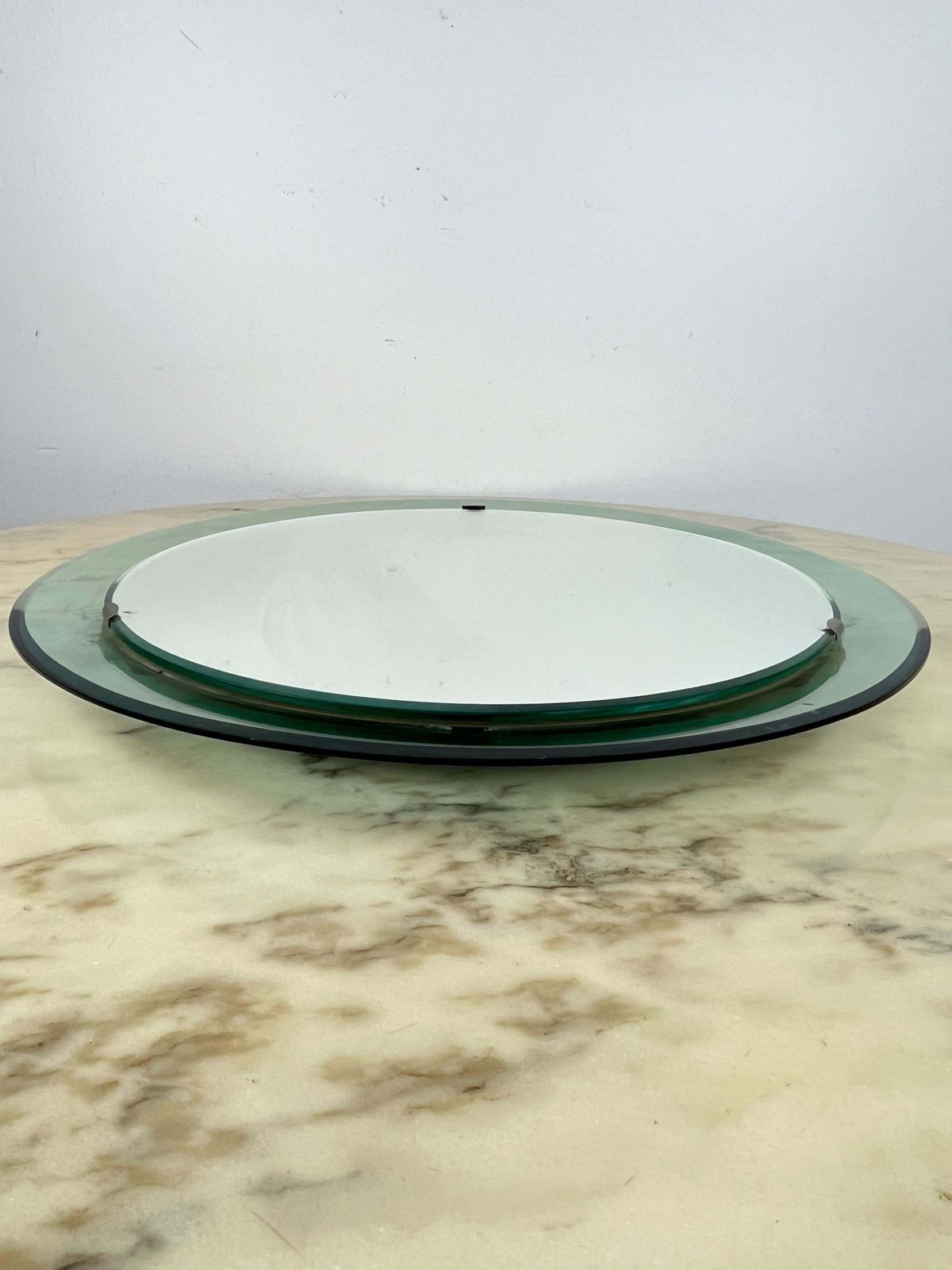Mid Century Curved Round Mirror Attributed To Max Ingrand For Fontana Arte 1960s photo furniture