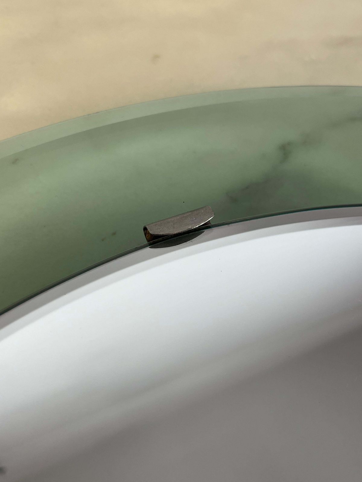 Mid Century Curved Round Mirror Attributed To Max Ingrand For Fontana Arte 1960s photo vintage