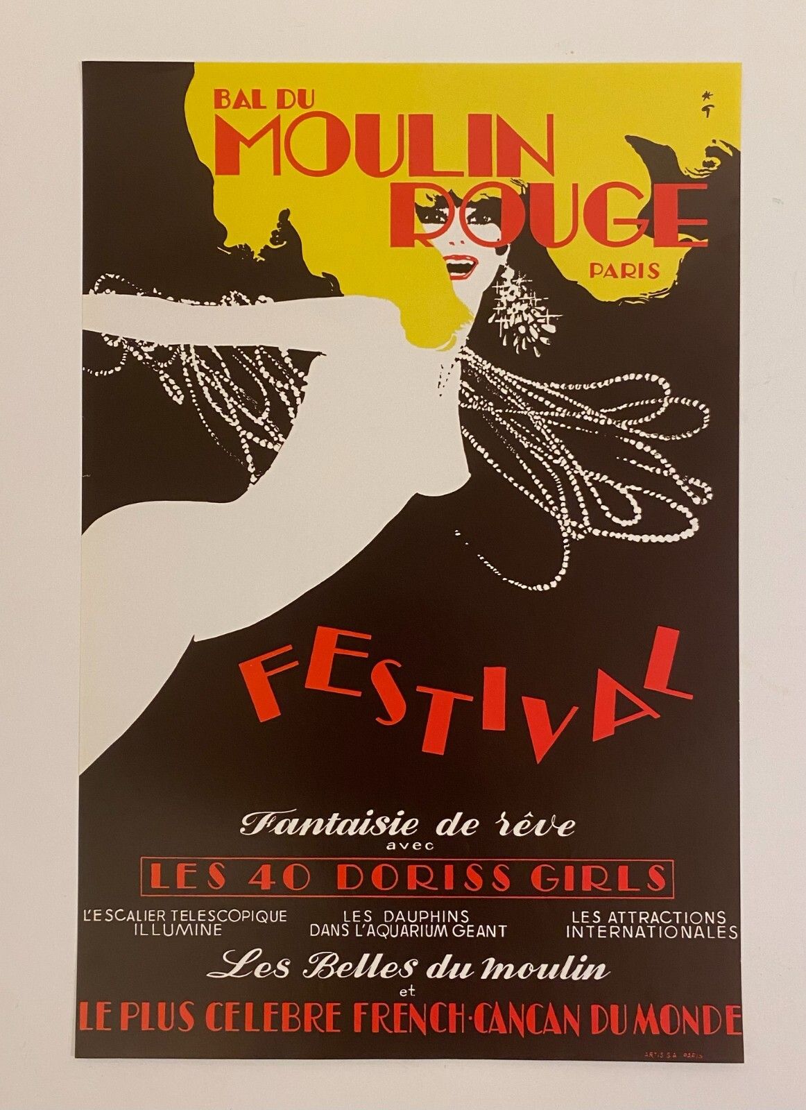 René Gruau, 1980s   Bal Du Moulin Rouge Paris, Festival   Original Vintage Poster Printed In Offset Lithography   Cm 60 X 40   23,6 X 15,7 photo furniture