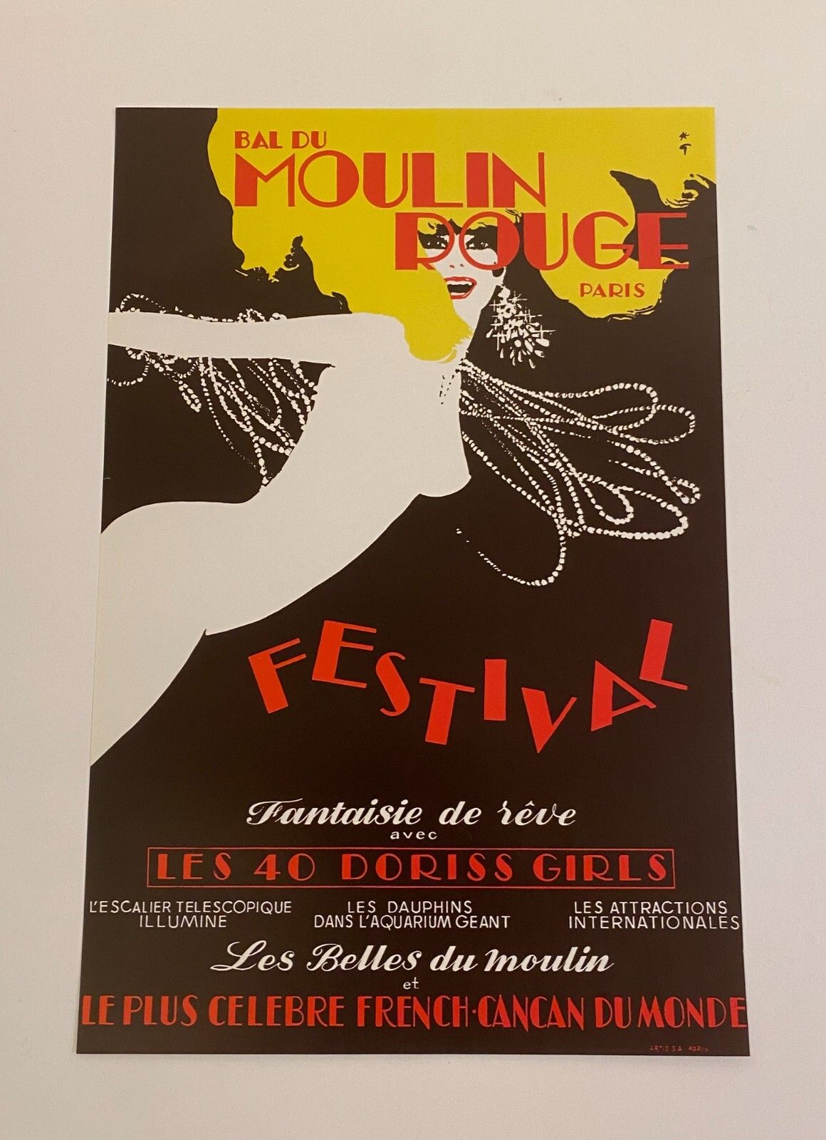 René Gruau, 1980s   Bal Du Moulin Rouge Paris, Festival   Original Vintage Poster Printed In Offset Lithography   Cm 60 X 40   23,6 X 15,7 photo for sale
