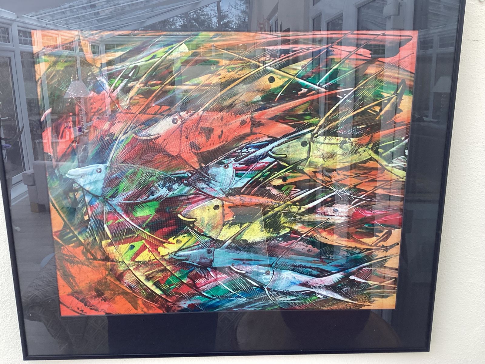 Contemporary Oil Painting Of Fishes photo furniture