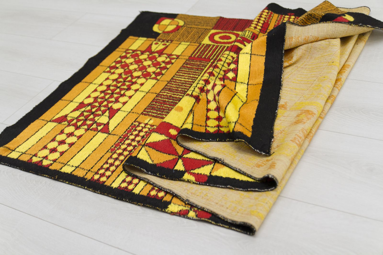 230.0 Mid Century Modern Textile Wall Hanging Tapestry With Abstract  Geometric Design, 1960s photo
