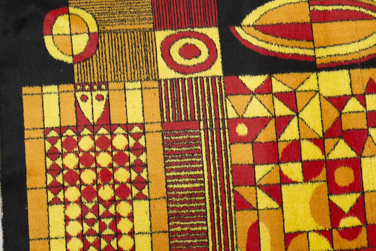 Mid Century Modern Textile Wall Hanging Tapestry With Abstract  Geometric Design, 1960s photo for sale