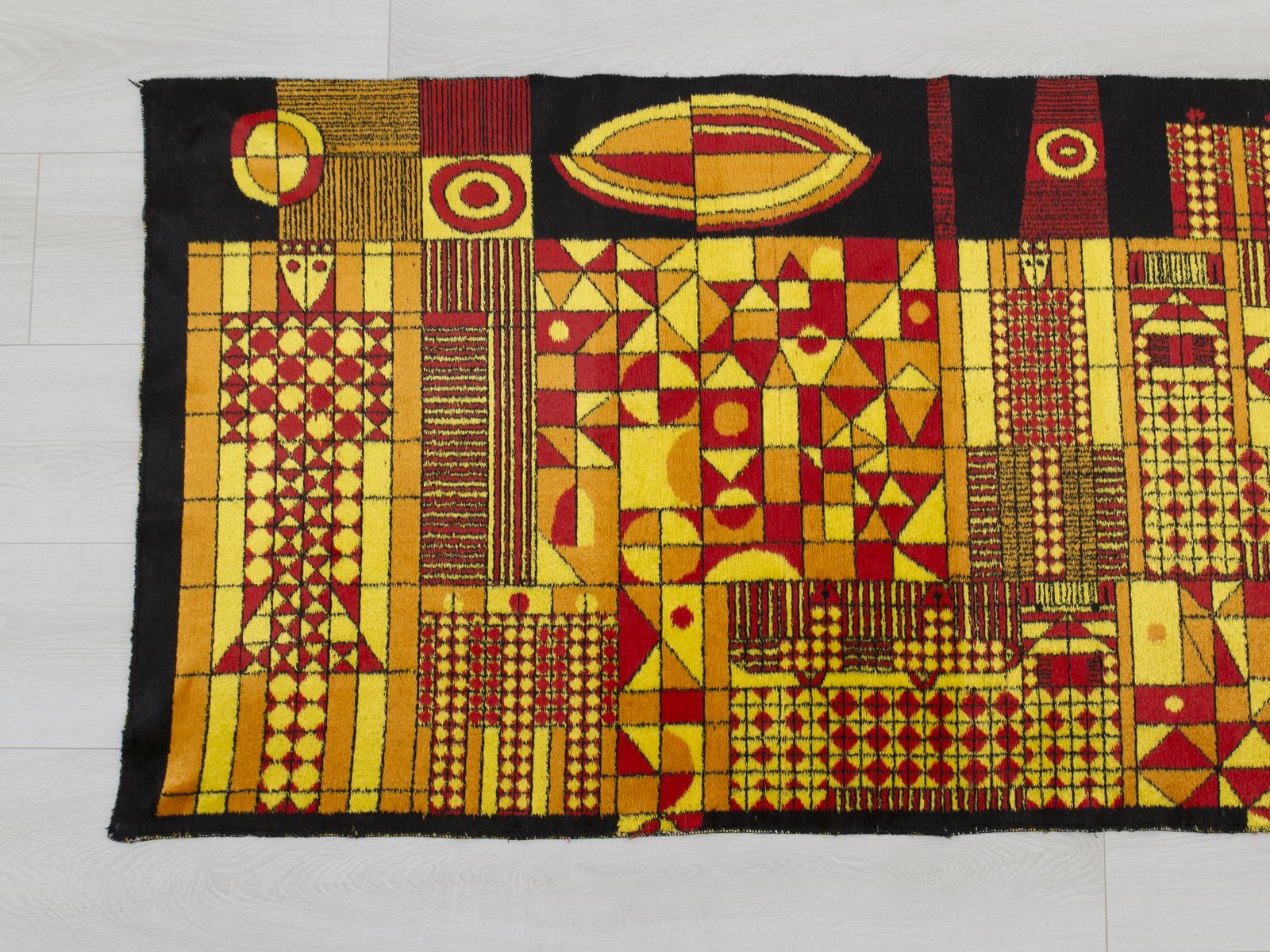 Mid Century Modern Textile Wall Hanging Tapestry With Abstract  Geometric Design, 1960s photo buy