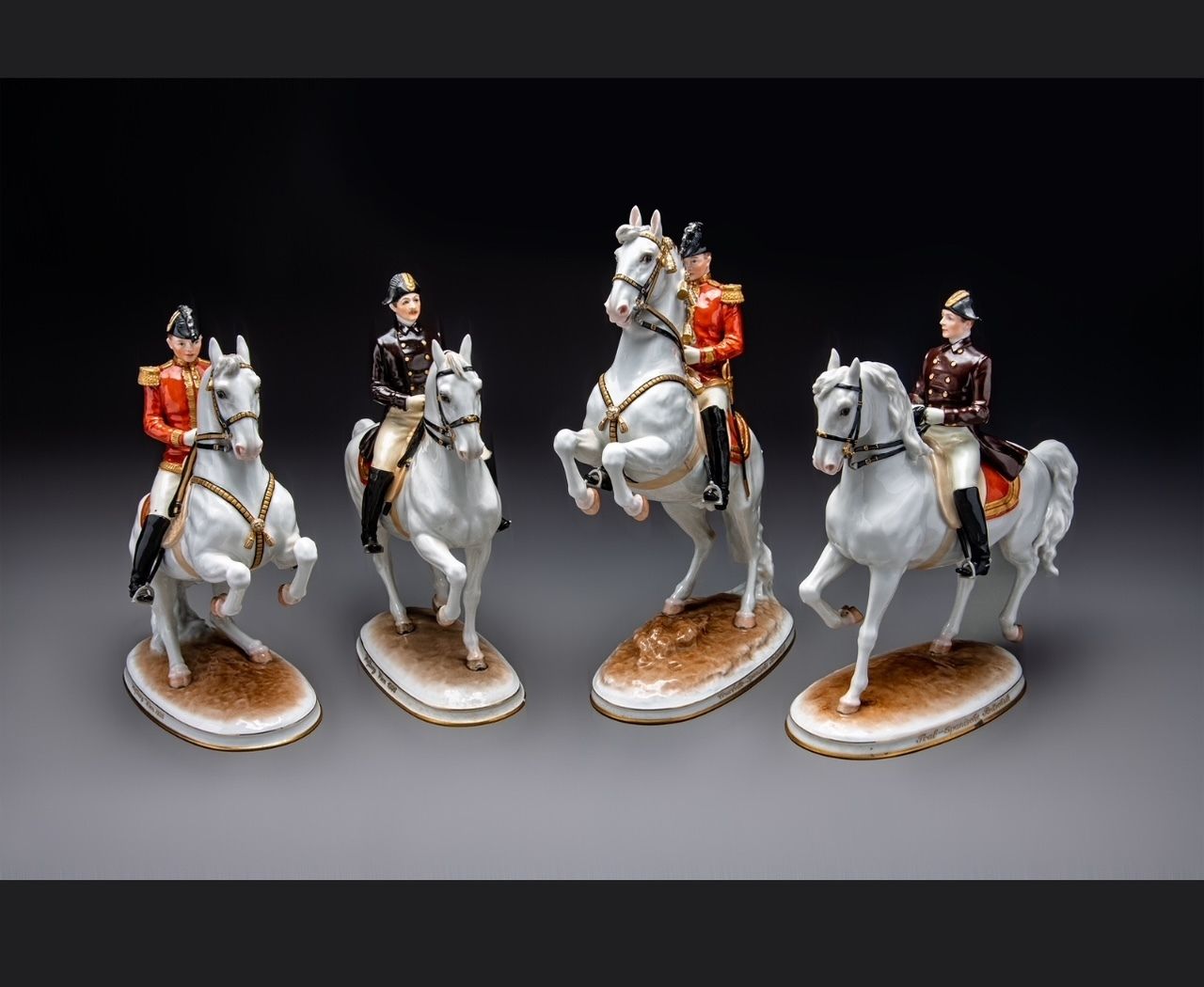 A Set Of Four Augarten Vienna Porcelain Figurines From Spanish Riding School