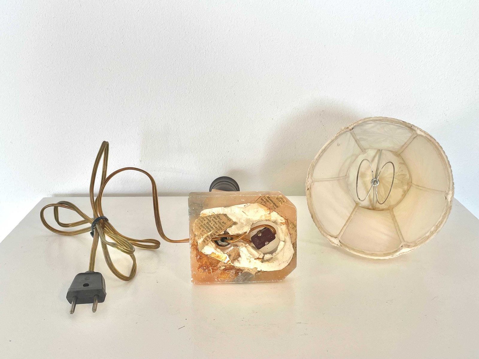 Gorgeous Vintage Danish Red Alabaster Art Deco Table Lamp With Elegant Details And Fabric Shade With Decoration And Lace photo buy