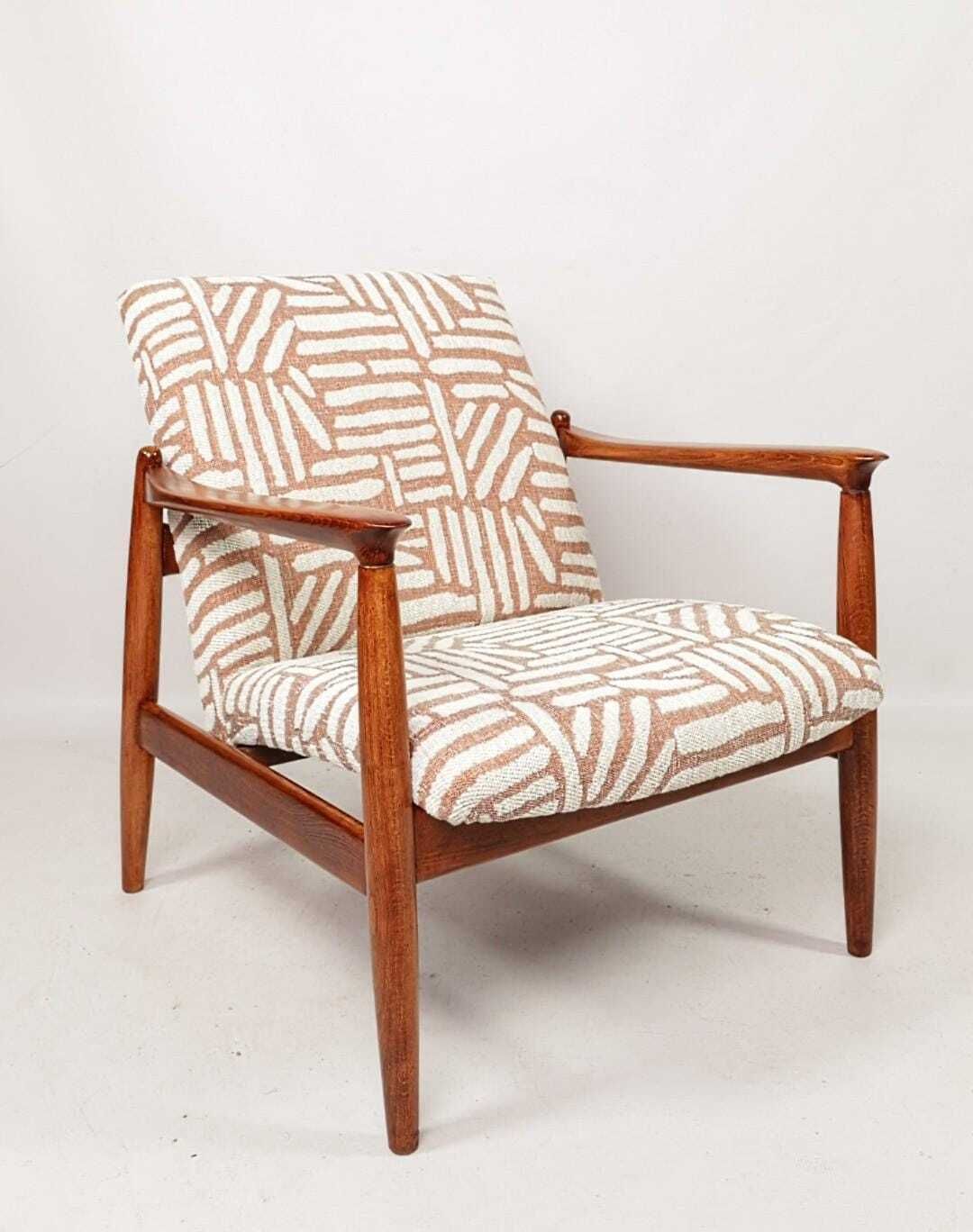Jacquard Vintage Armchair By Edmund Homa Gfm 64, 1960s, Poland Refurbished Mcm Design photo furniture