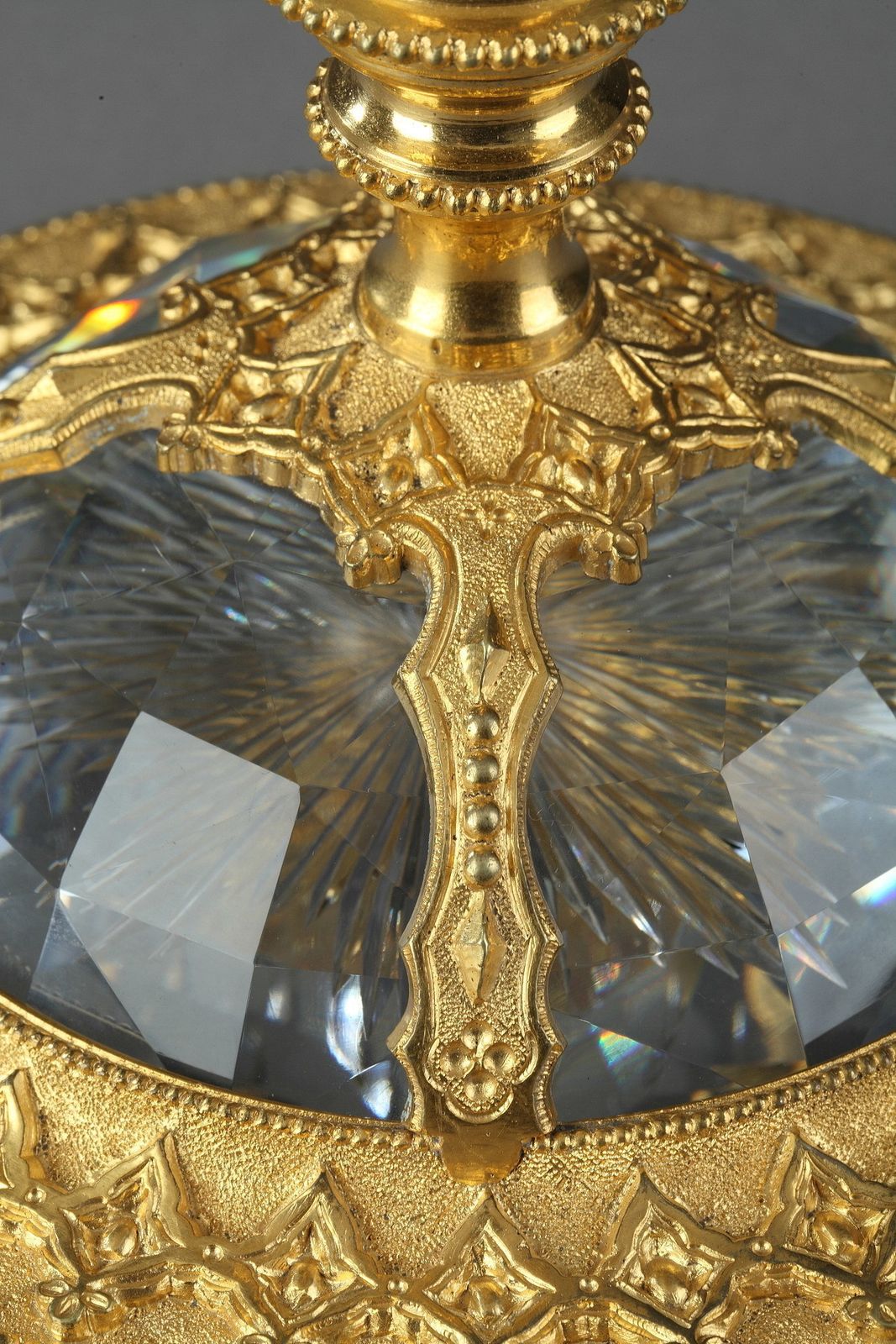 Grande coupe en cristal taillé monté en ormolu, de style Renaissance photo vintage