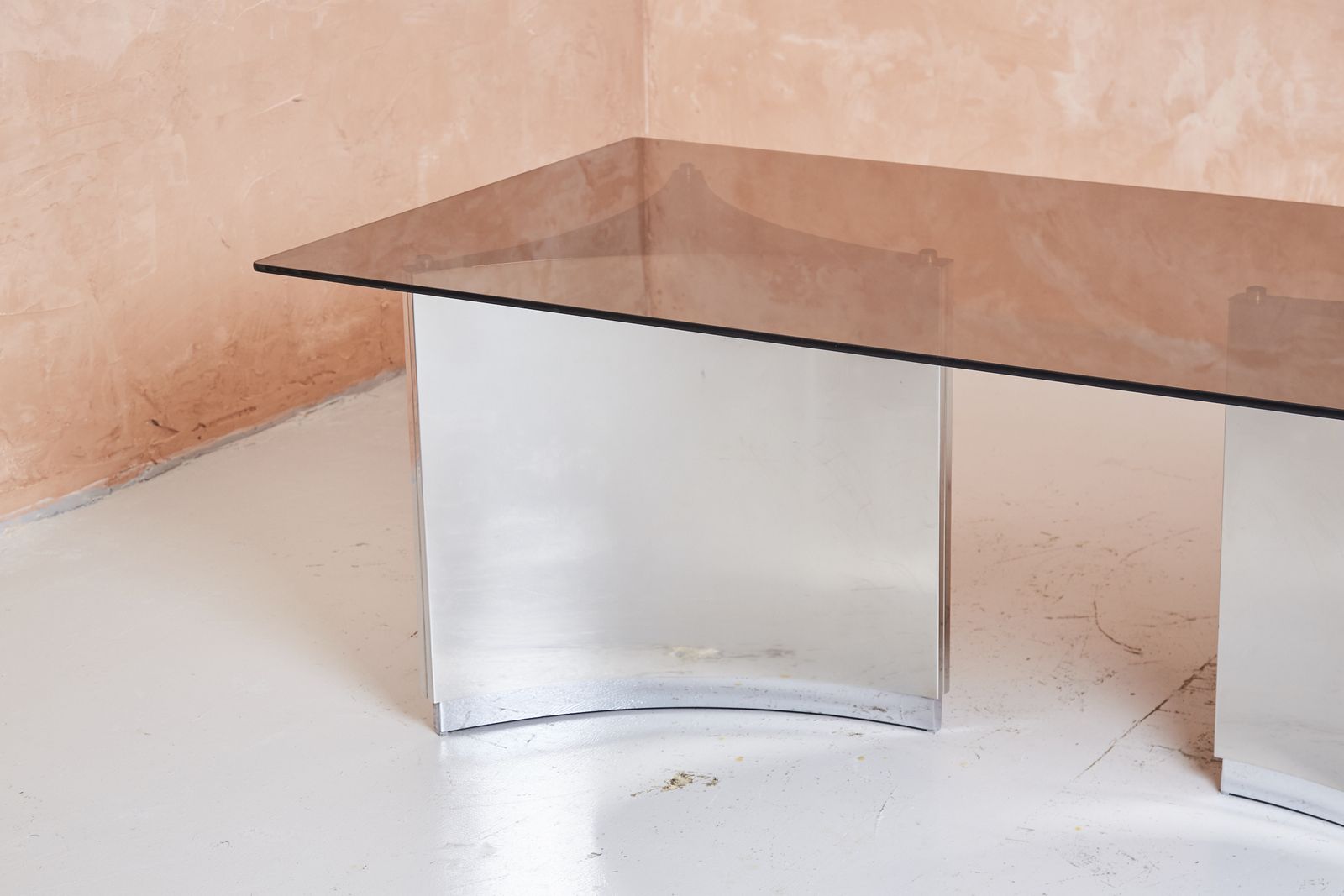 photo for sale Ringo Starr And Robin Cruikshank Designed Chrome Nickel Plated And Smoked Glass Table Ror International  And Mastercraft Trilobi