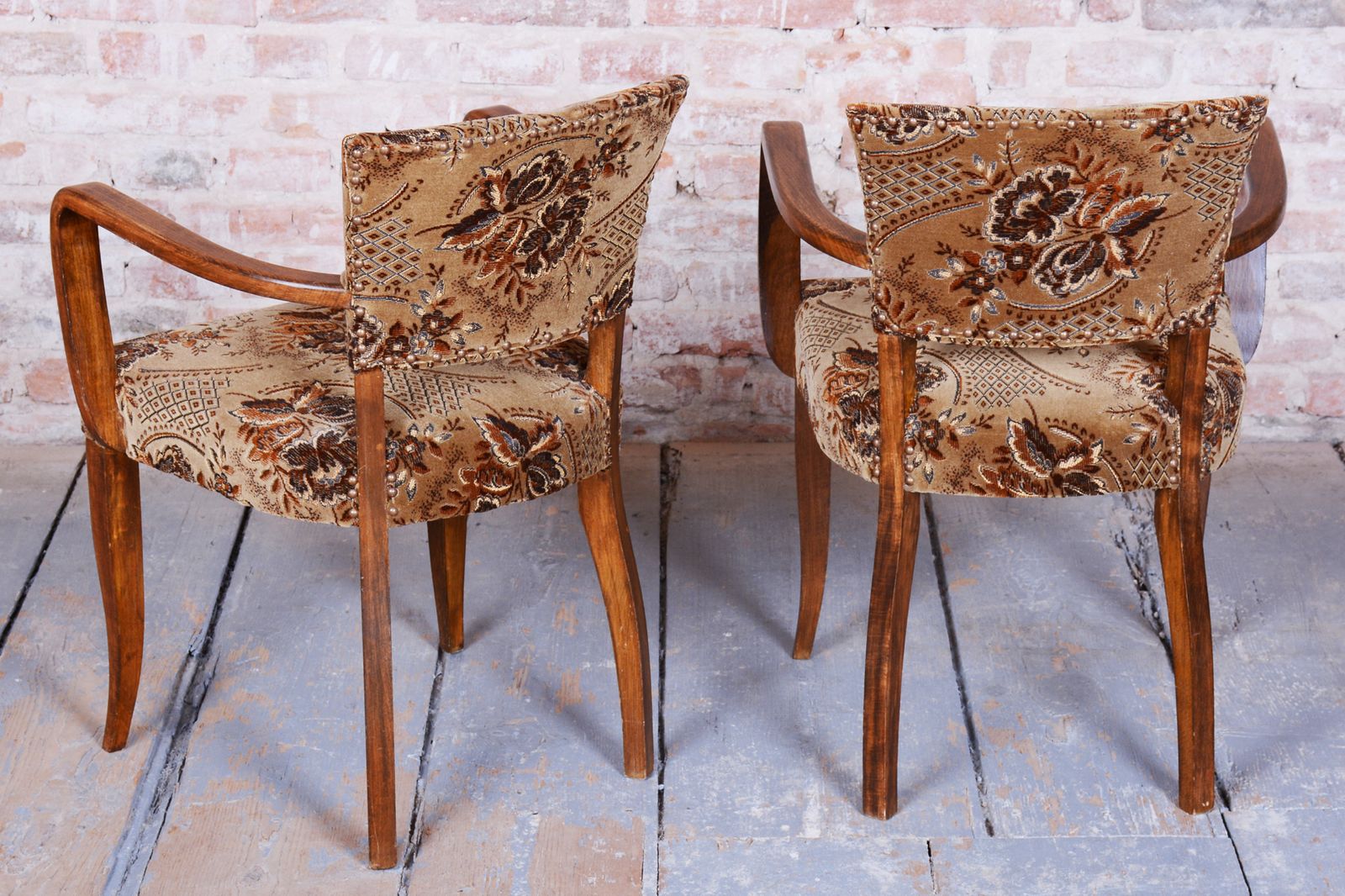 Set Of Two Original Art Deco Armchairs, By Jules Leleu, Beech, France, 1930s photo 1200.0
