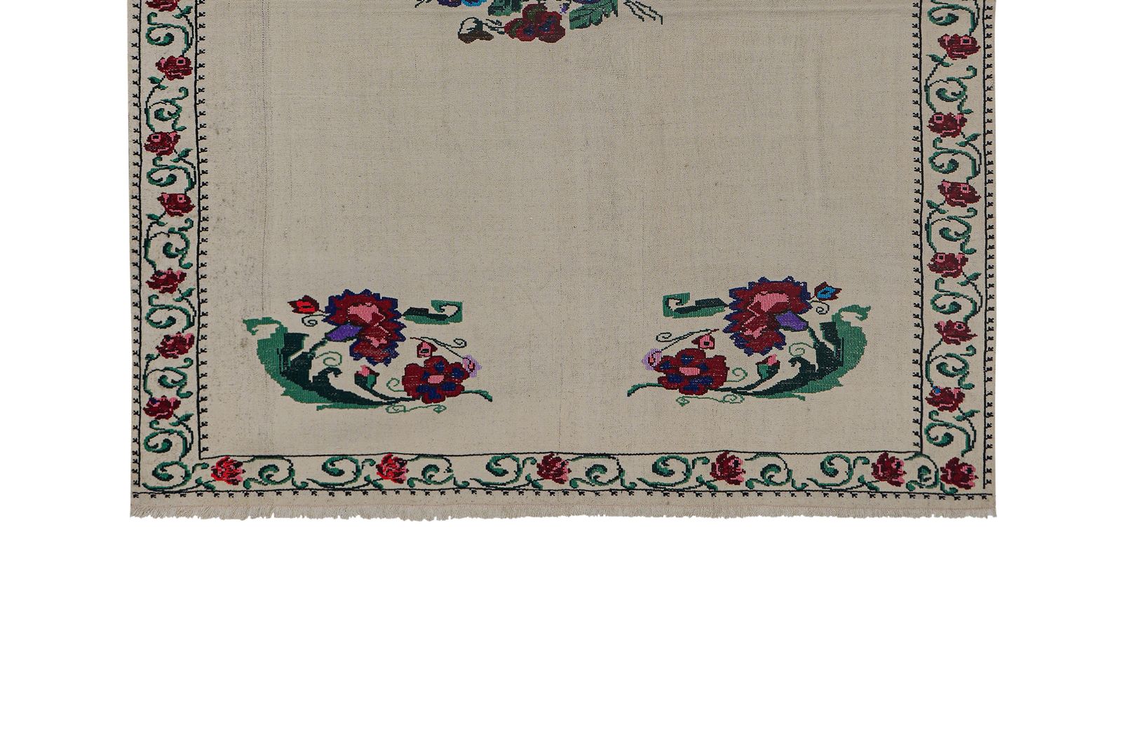 Vintage Aubusson Floral Turkish Kilim Rug 5'5'' X 6'5'' photo buy
