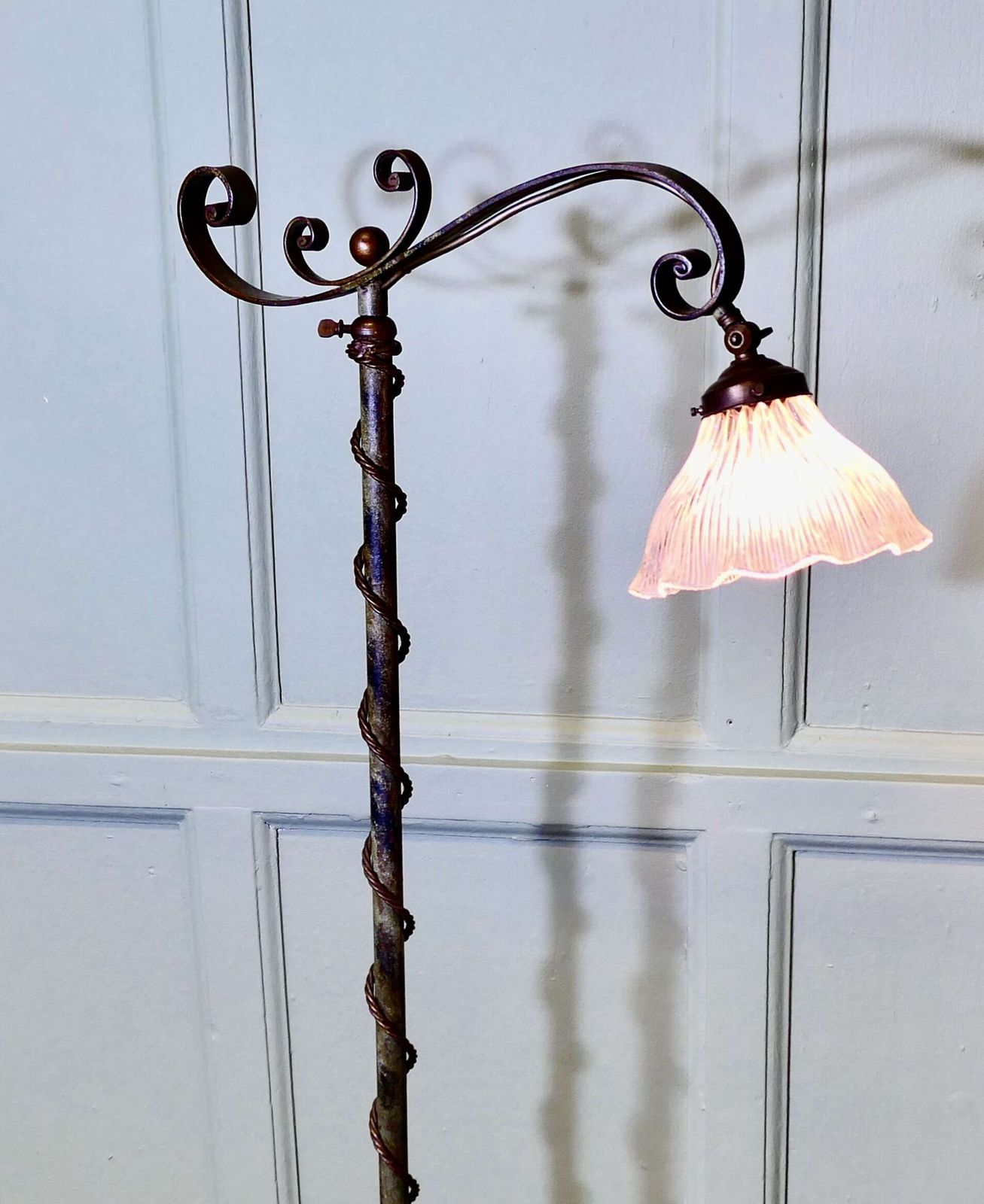 Very Unusual Arts And Crafts Telescopic Floor Lamp photo vinterior