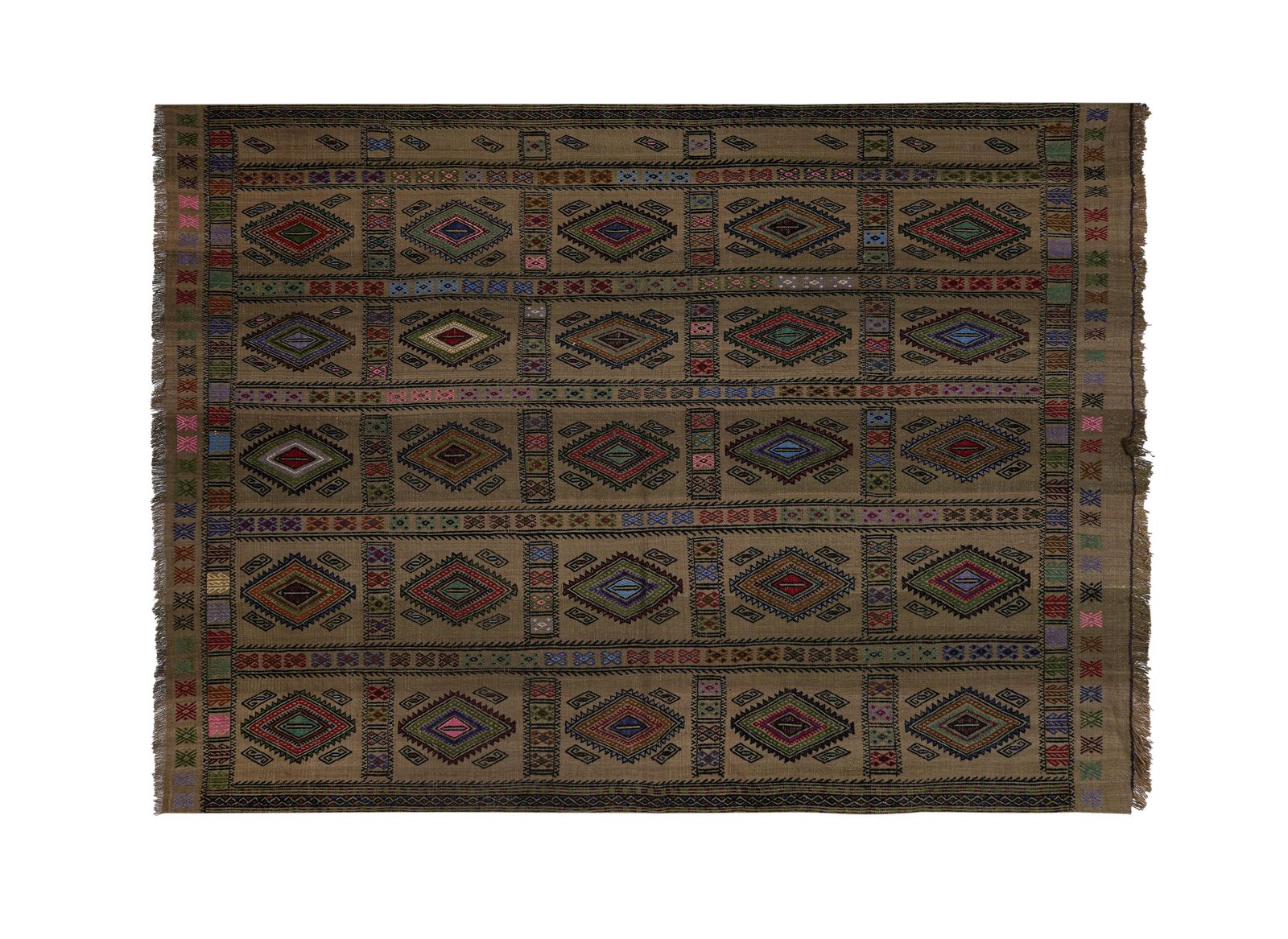 1960s Turkish Wool Jajim Kilim Rug 5'7'' X 7'7' photo furniture