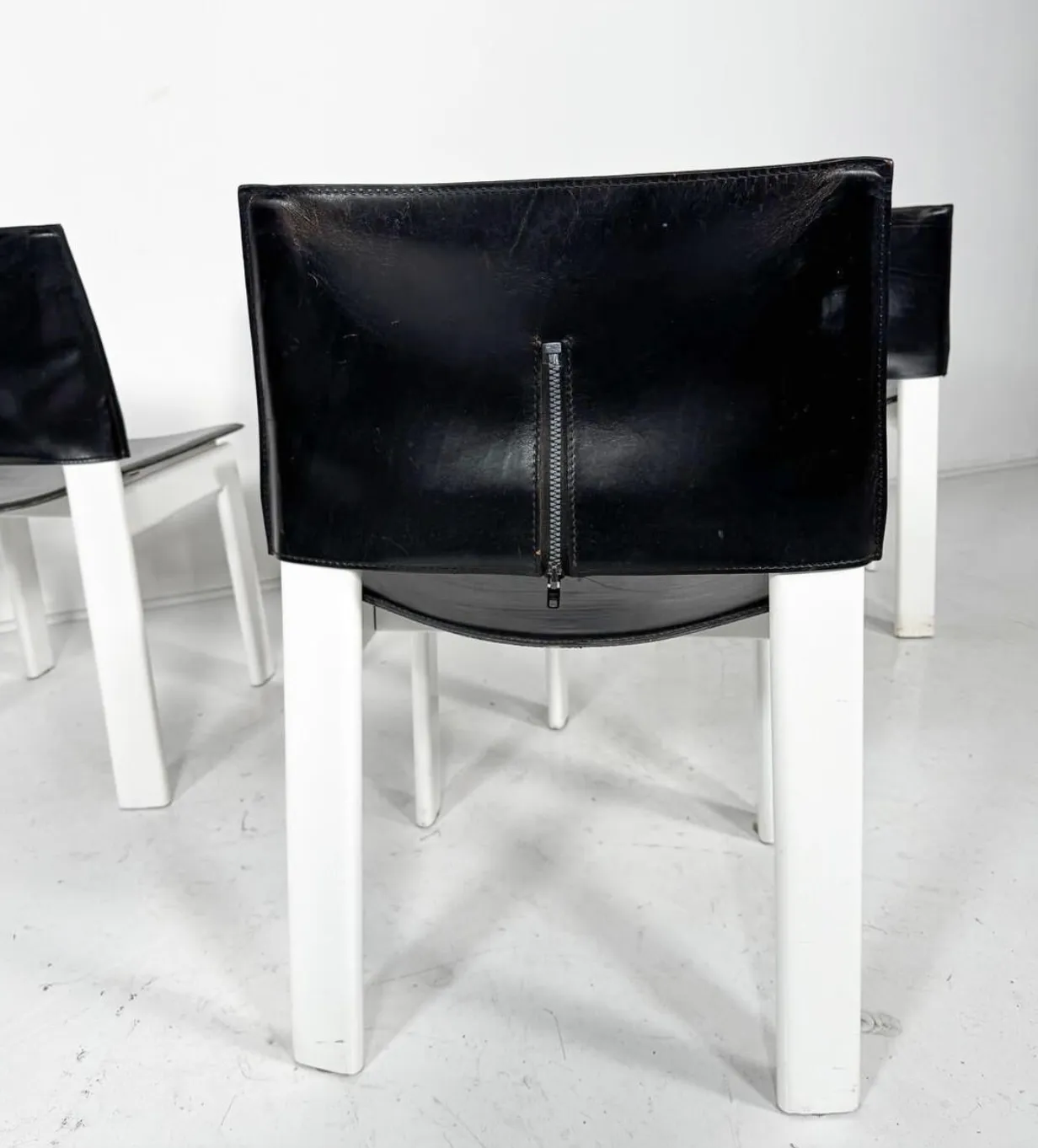 Mid Century Modern Set Of 4 Armchairs, Wood And Leather, Italy, 1970s photo 1210.0
