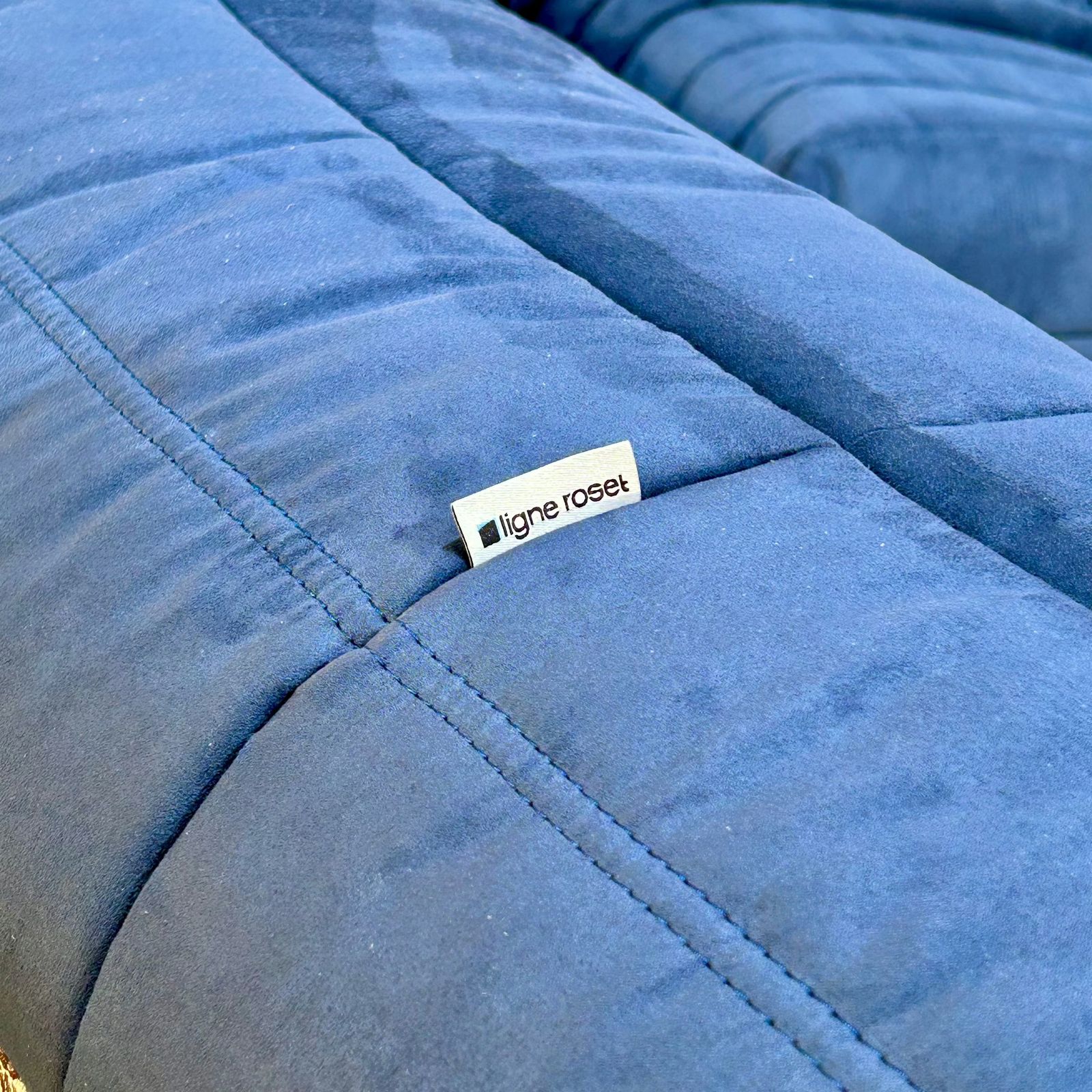 photo buy Ligne Roset Blue Togo Armchair And Footstool By Michel Ducaroy, Set Of Two