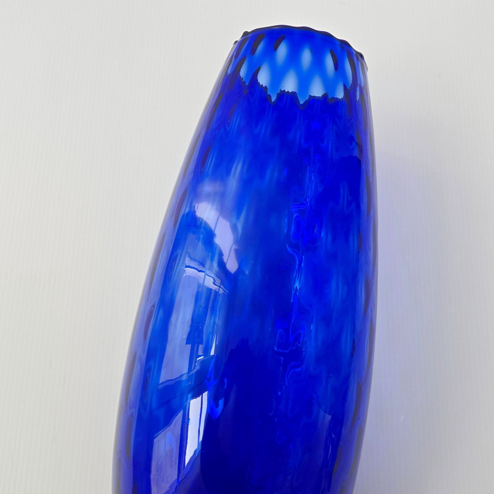 Vintage 1970s Italian Cup Vase Polished Glass 70s Retro 70s Cobalt Blue photo buy