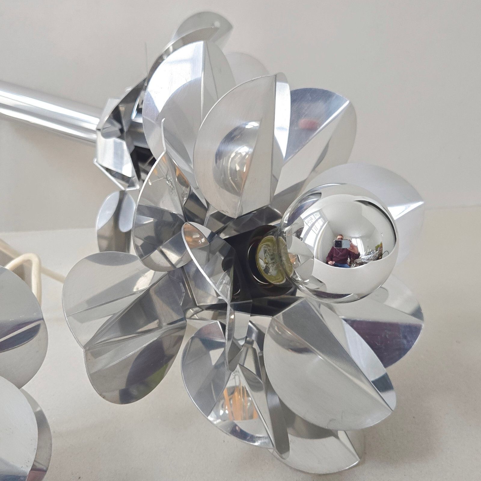 photo buy Vintage 1970s Space Age Pop Steel 70s Retro Waterfall Flower Hanging Chandelier