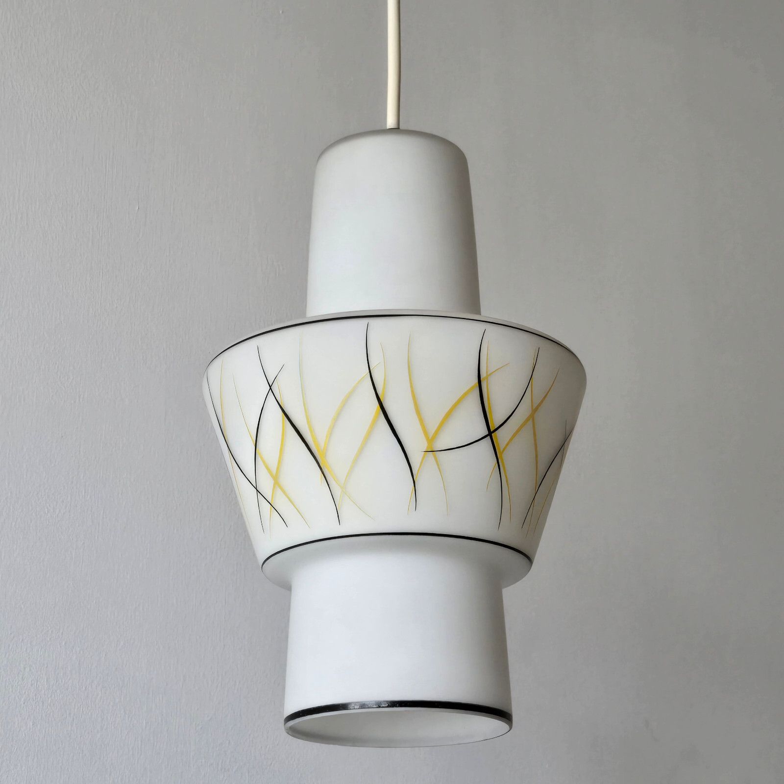 Vintage 1950s Opaline Glass Lamp Pendant Lamp 50s Retro Rockabilly 1950s