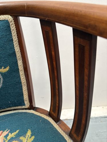 George III Curved Elm Corner Accent Chair Tapestry Seat & Musical Theme Motif photo buy