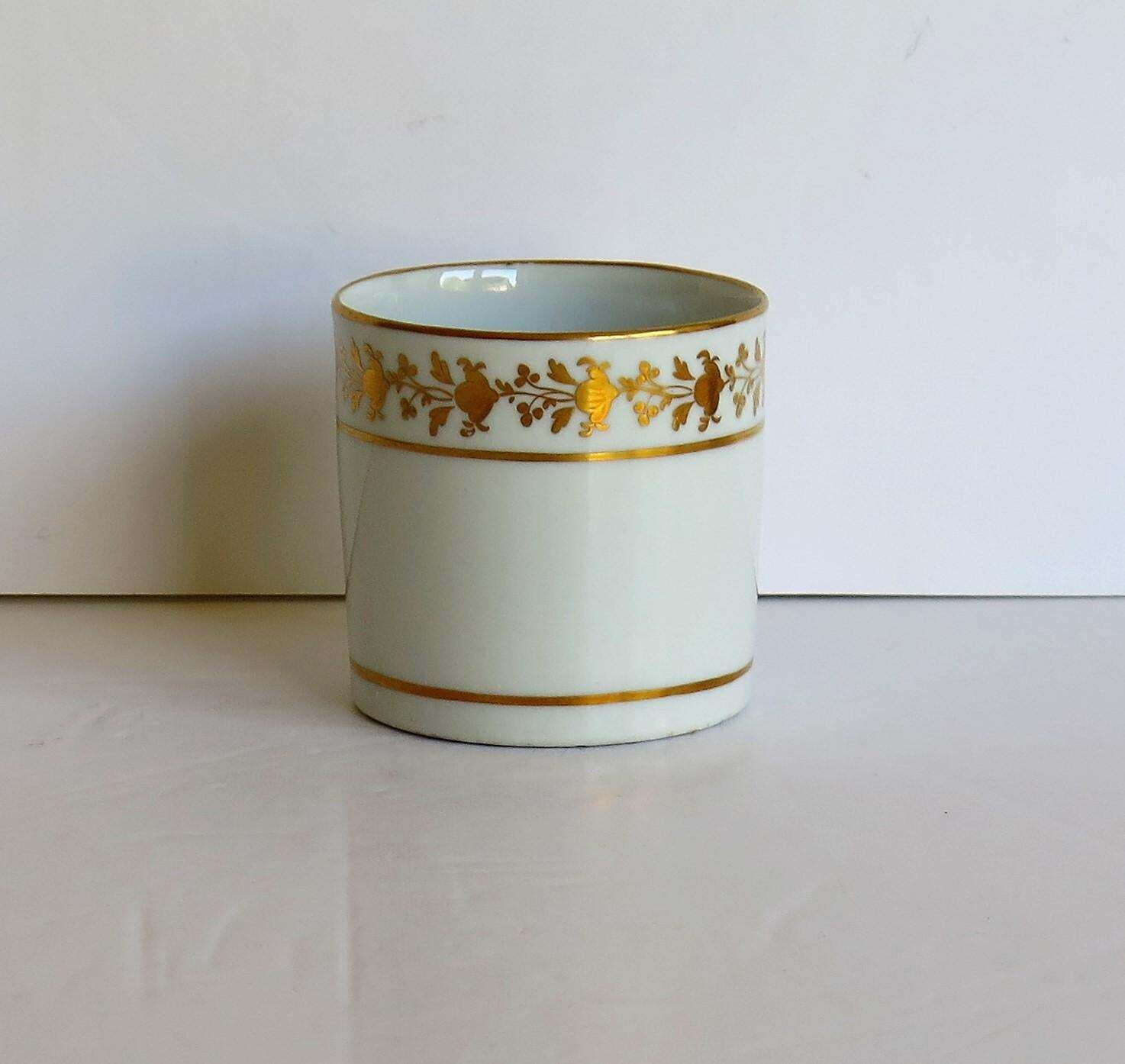 Georgian Coalport Porcelain Coffee Can Hand Gilded Pattern, English Circa 1807 photo vintage