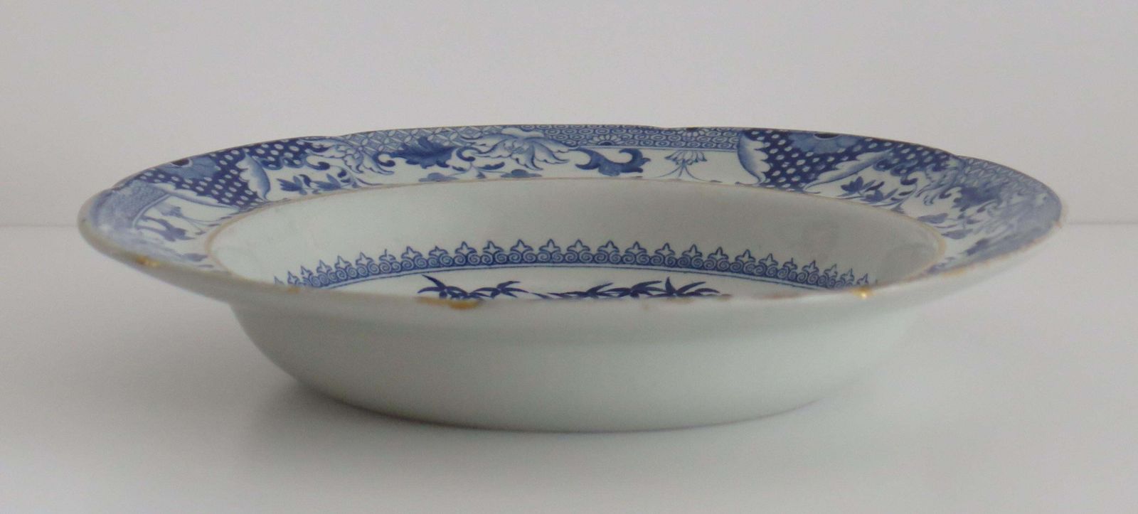 Georgian Davenport Ironstone Soup Plate Or Bowl Bamboo & Peony Ptn 15, Ca 1815 photo vintage