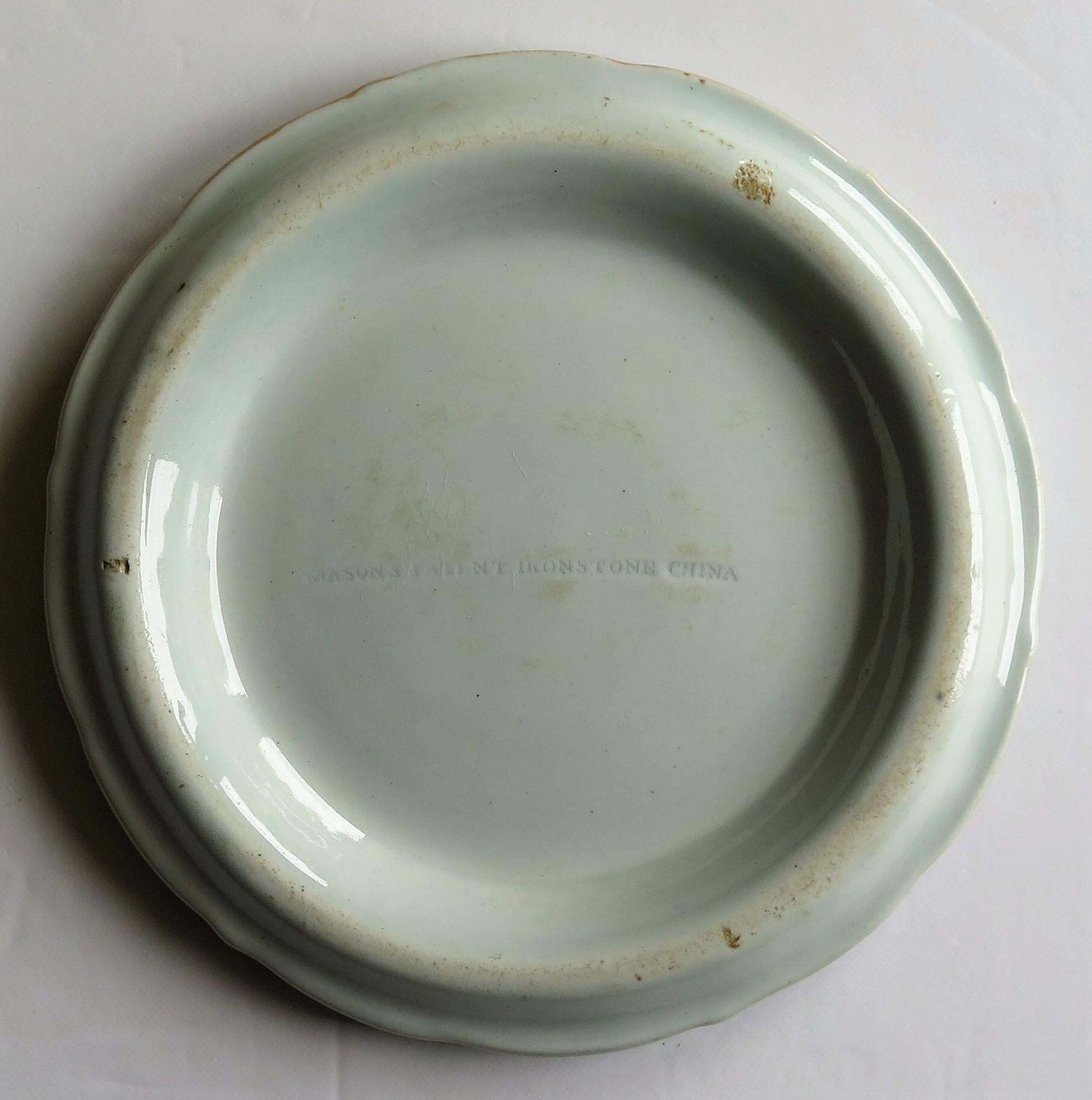 199.0 Early Mason's Ironstone Teapot Stand In Fence, Rock And Gold Flower Ptn photo