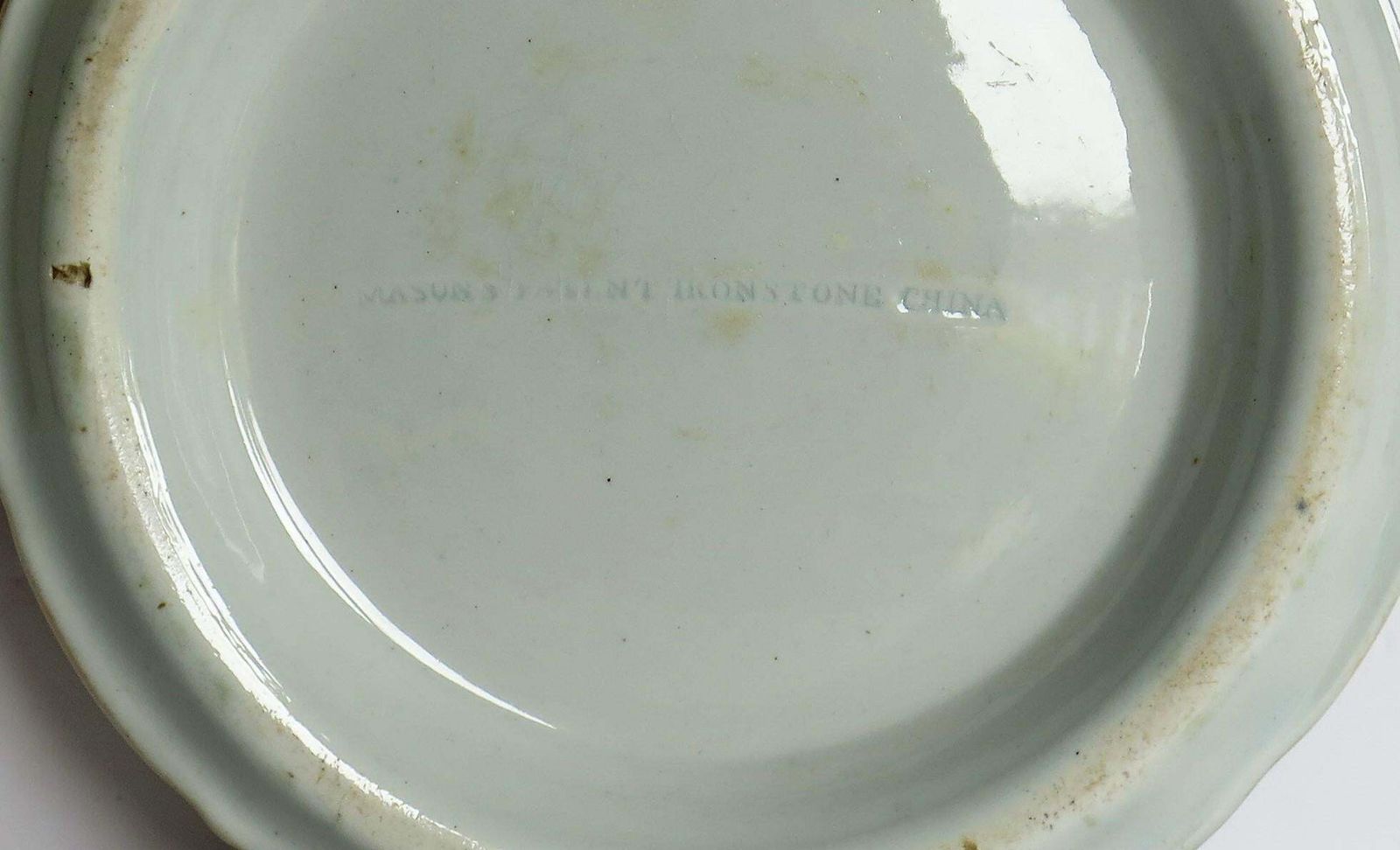 photo buy Early Mason's Ironstone Teapot Stand In Fence, Rock And Gold Flower Ptn