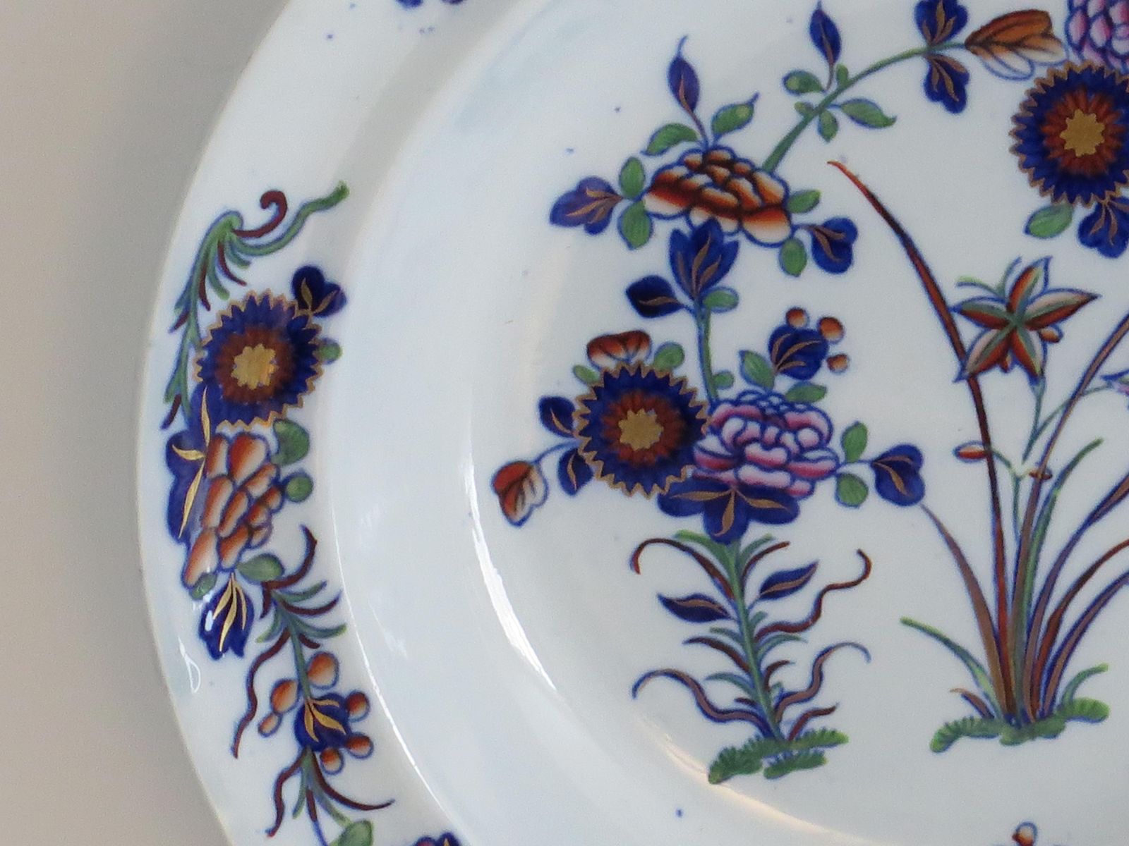 Georgian Spode Soup Bowl Or Deep Plate In Chinese Flowers Pattern, Circa 1820 photo vintage