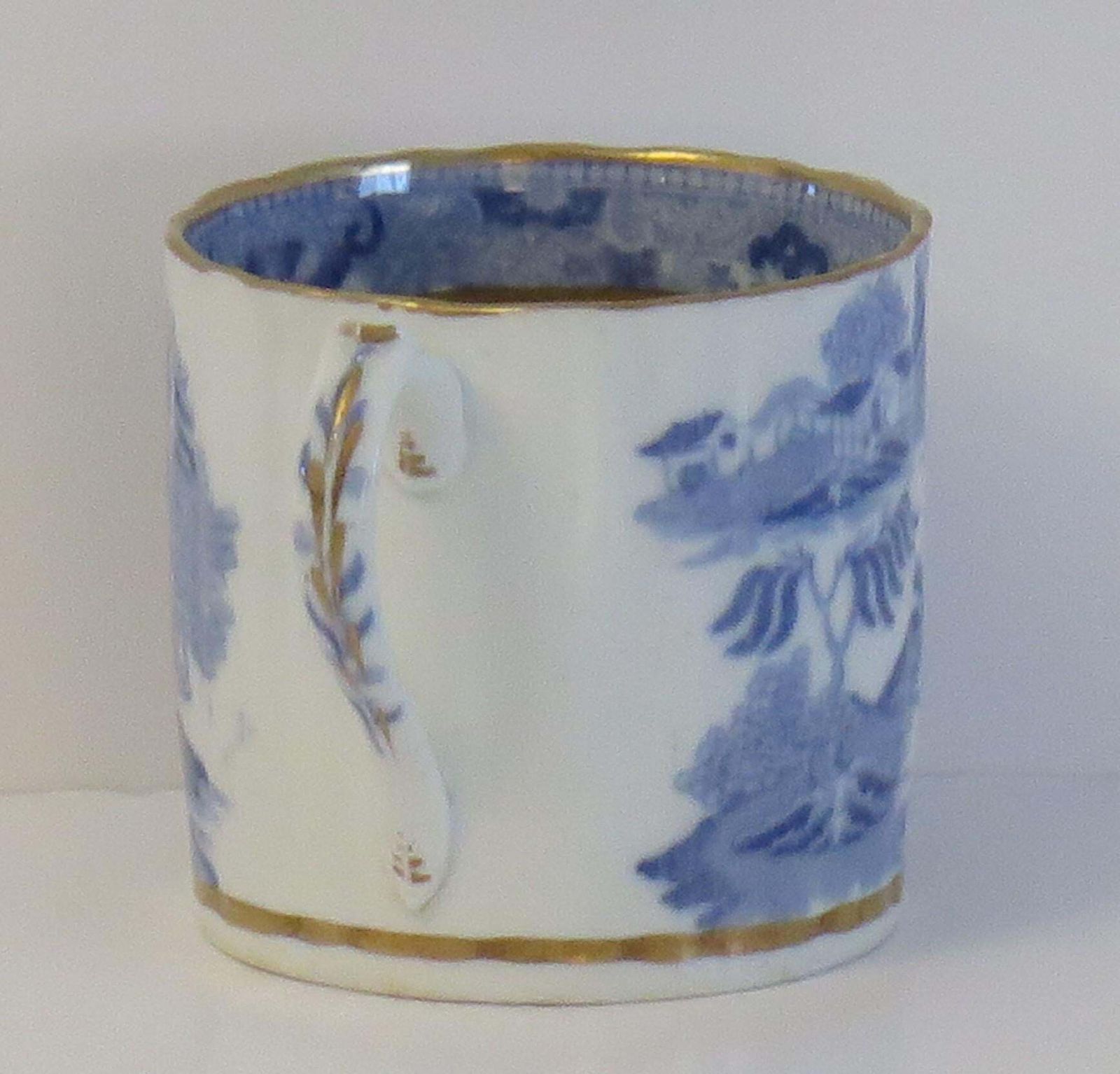 Miles Mason Porcelain Coffee Can Blue & White Broseley Gilded Ptn 50, Circa 1808 photo vinterior