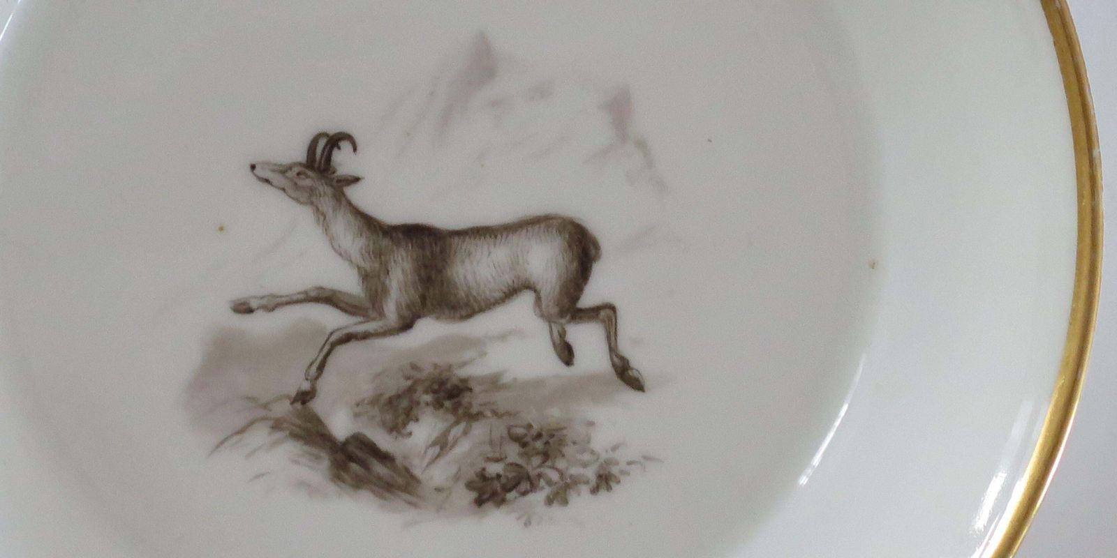 Fine Old Paris Porcelain Saucer With 'En Grisaille' Decoration, French Circa 1810 photo vintage