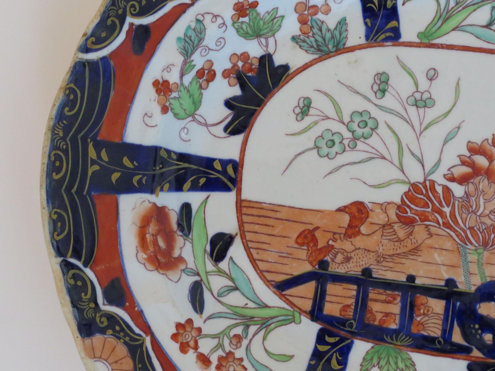 Home Decor Masons Ironstone Platter In Rare Muscove Duck & Fence Pattern 2850, Circa 1840 photo