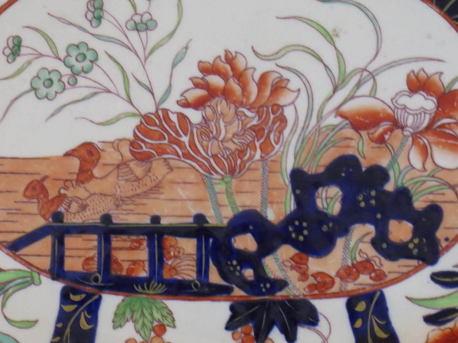 photo vinterior Masons Ironstone Platter In Rare Muscove Duck & Fence Pattern 2850, Circa 1840