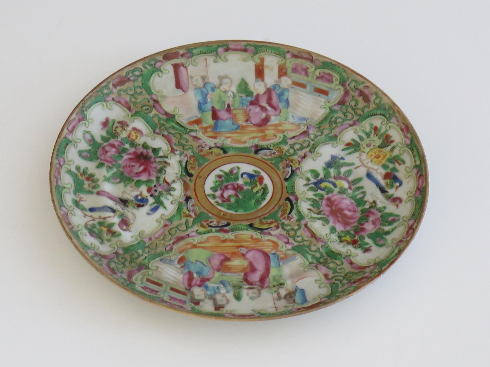 Chinese Export Porcelain Plate Rose Medallion Hand Painted, Qing, Circa 1875 photo vintage