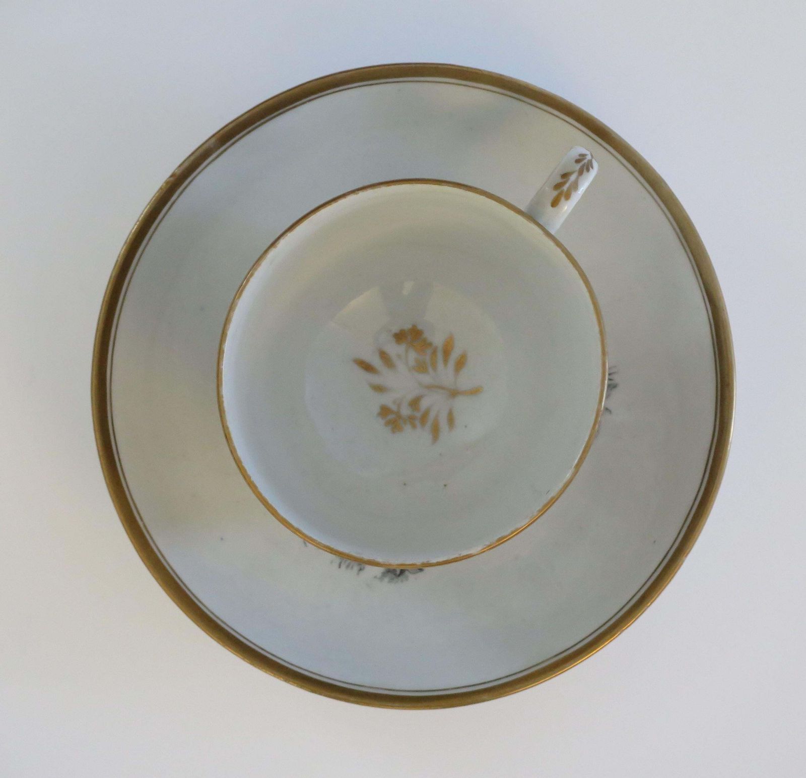 Georgian Newhall Porcelain Duo Tea Cup And Saucer Bat Printed Ptn, Circa 1805 photo furniture