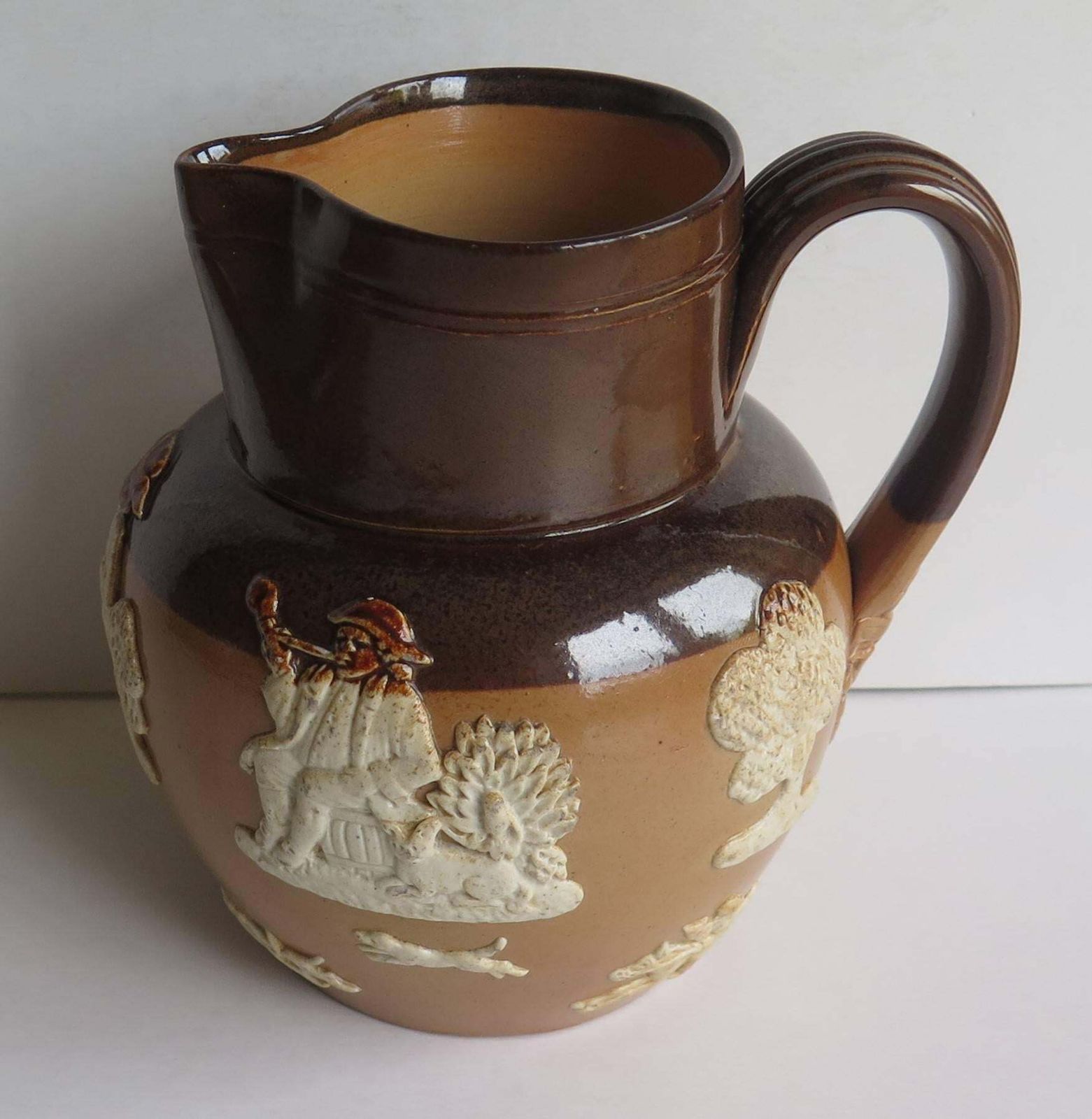 Royal Doulton Stoneware Jug Or Pitcher Moulded Farming Scene, Edwardian Ca 1905 photo Home Decor