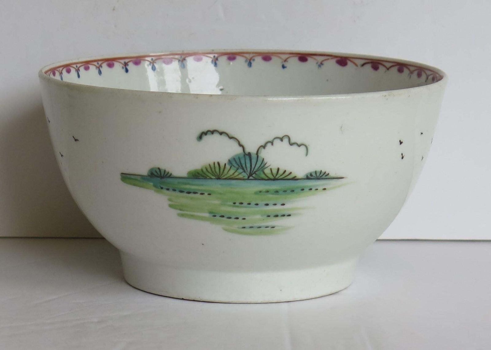 Early New Hall Porcelain Bowl Chinese Figures Lady With Parasol Ptn. 20, Ca 1790 photo vinterior