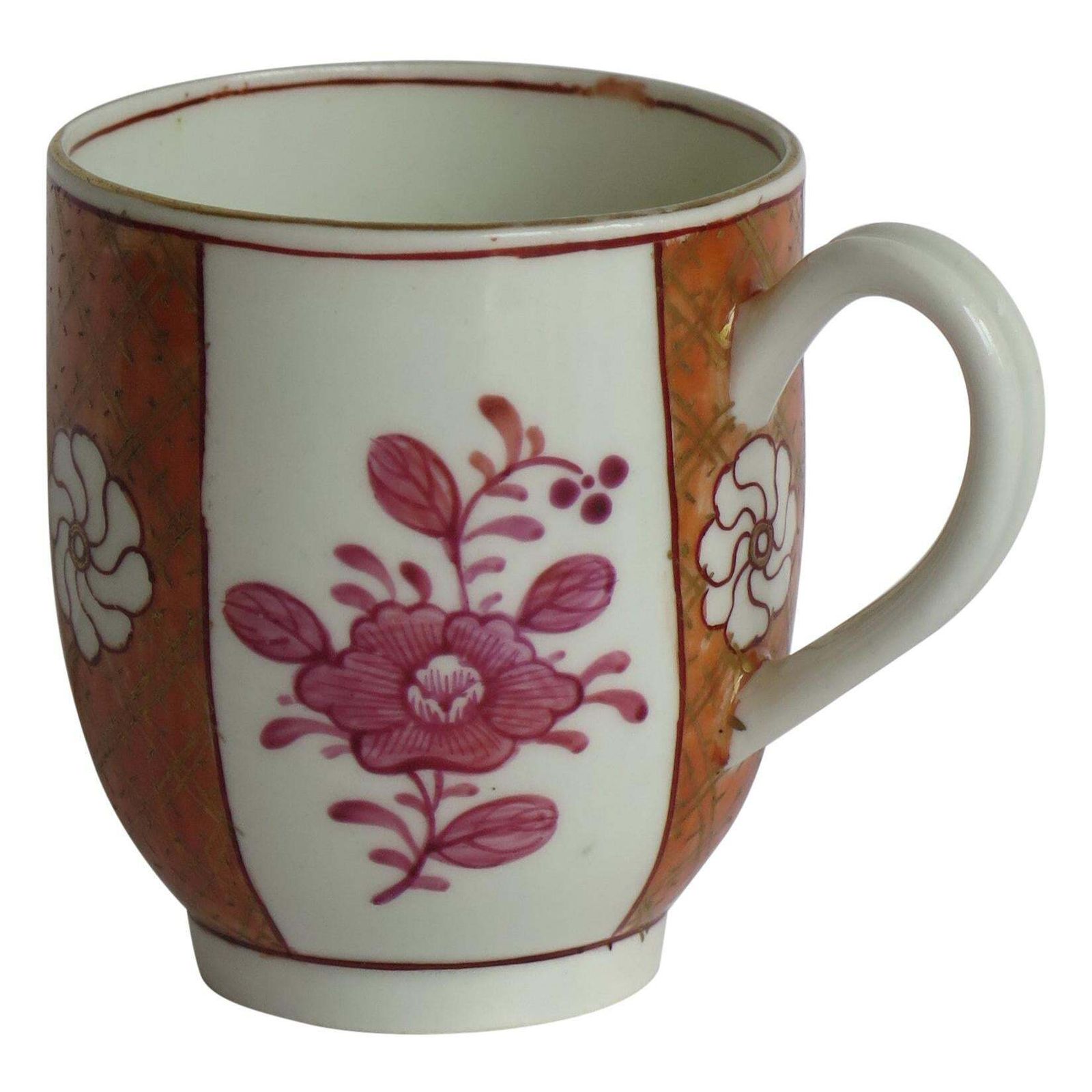 First Period Worcester Coffee Cup Porcelain Finely Hand Painted, Circa 1770