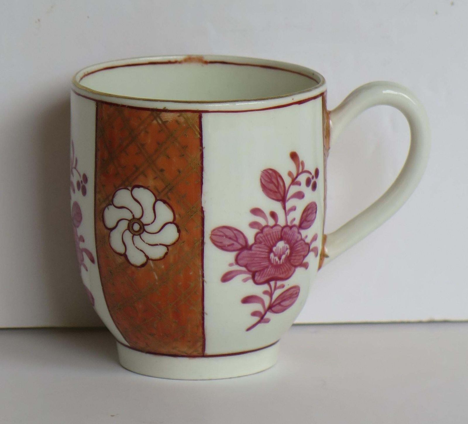 First Period Worcester Coffee Cup Porcelain Finely Hand Painted, Circa 1770 photo vintage