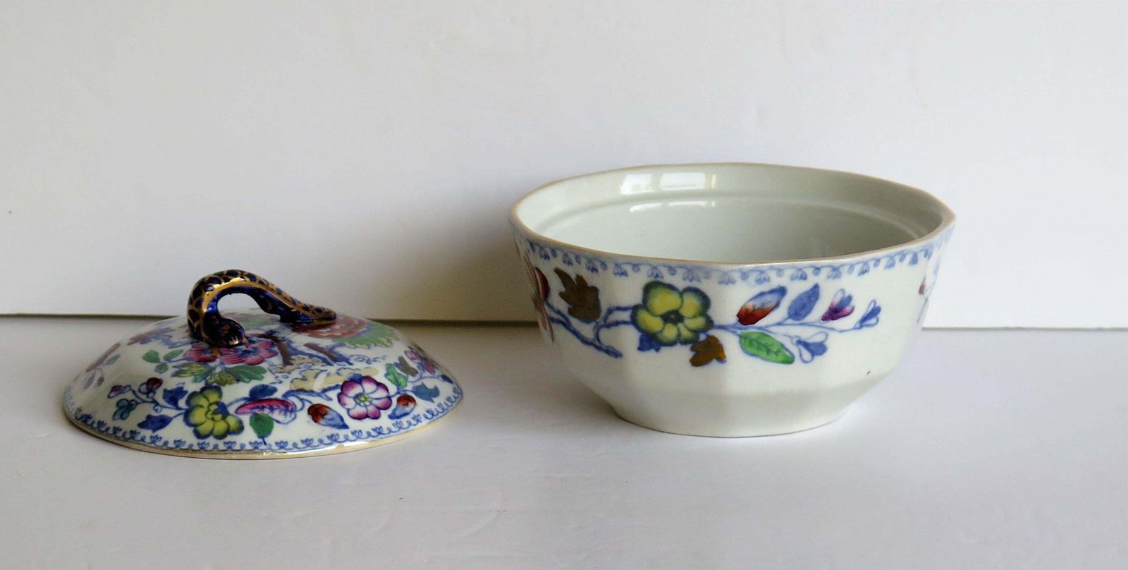 photo for sale Mason's Ironstone Lidded Dish Or Bowl In Flying Bird Pattern, Circa 1890