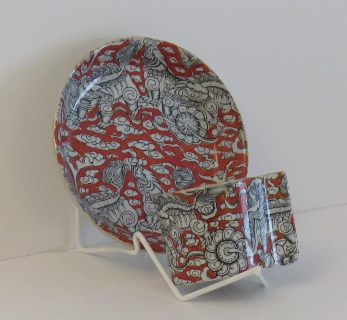 Rare Mason's Ironstone Coffee Can And Saucer In Bandana Pattern, Circa 1890 photo for sale