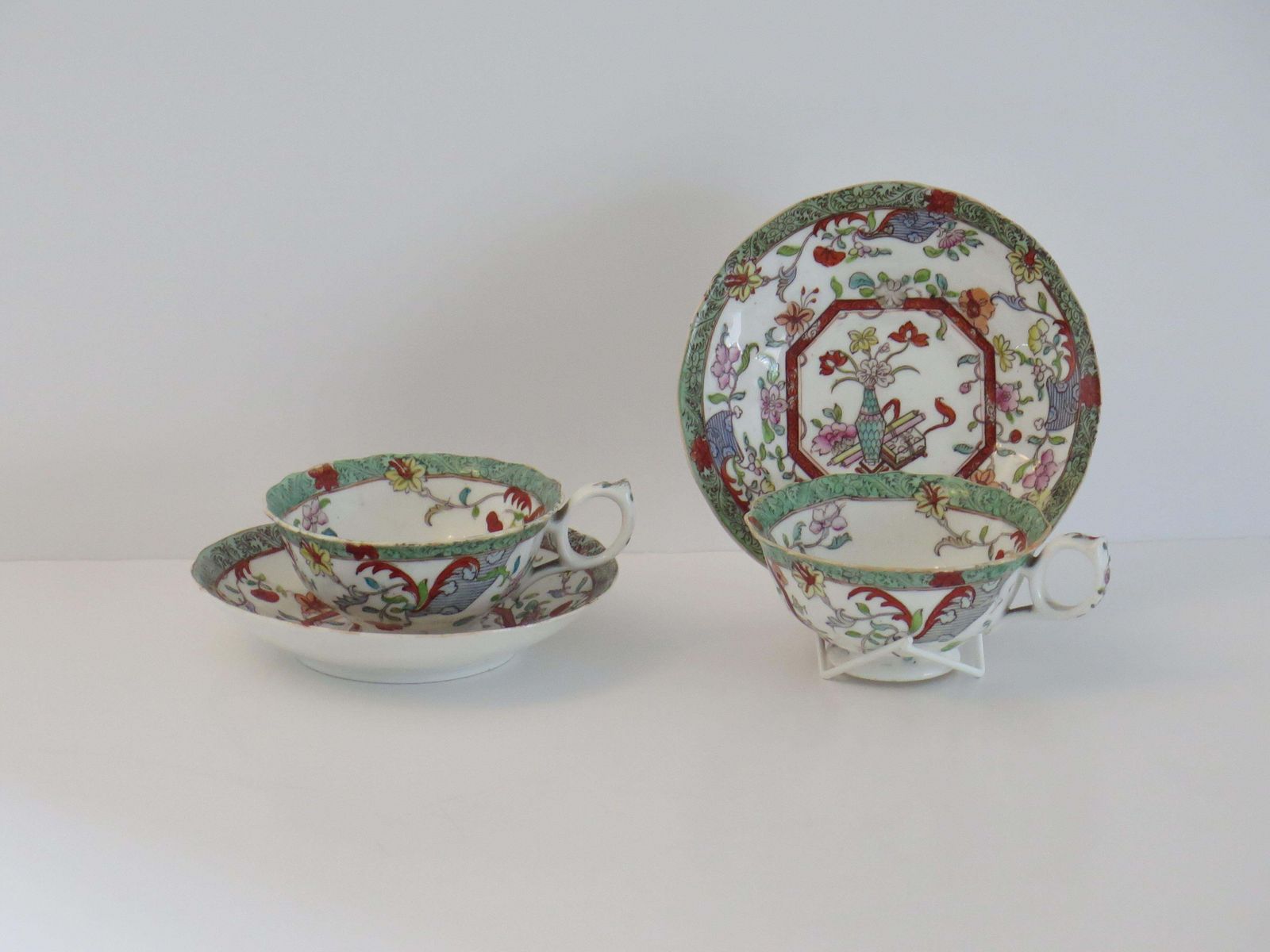 William Ivth Pair (B) Of C J Mason’s Cups & Saucers Porcelain Ptn 223, Ca 1830 photo Home Decor