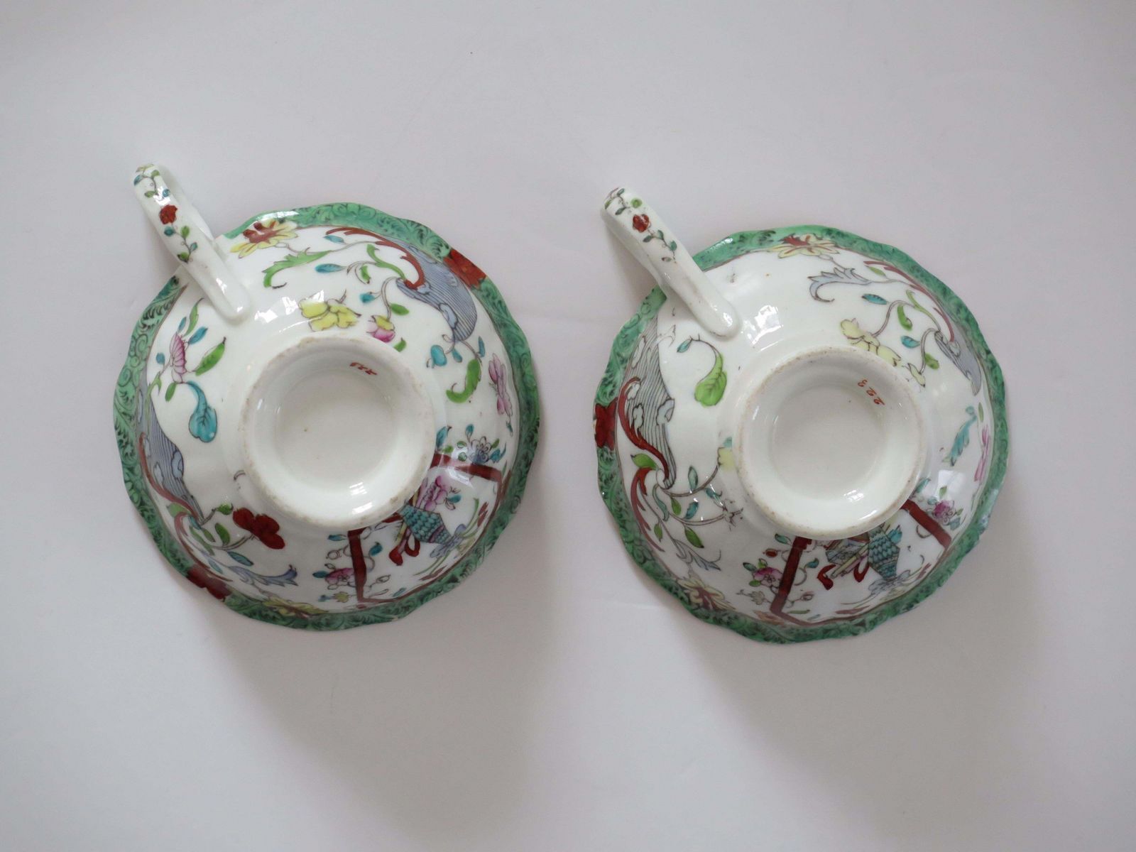 photo vinterior William Ivth Pair (B) Of C J Mason’s Cups & Saucers Porcelain Ptn 223, Ca 1830