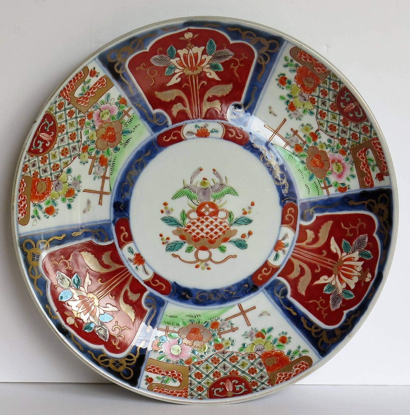 Hand Decorated Japanese Porcelain Charger, Imari Pattern, Meiji Era Circa 1880 photo 350.0
