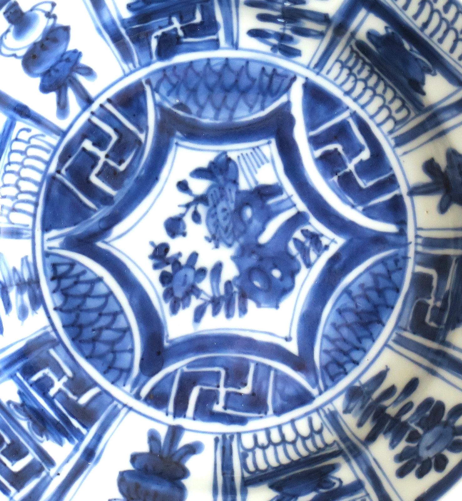 Chinese Kraak Period Plate Or Dish Porcelain Blue And White, Ming Wanli, Ca 1610 photo vintage